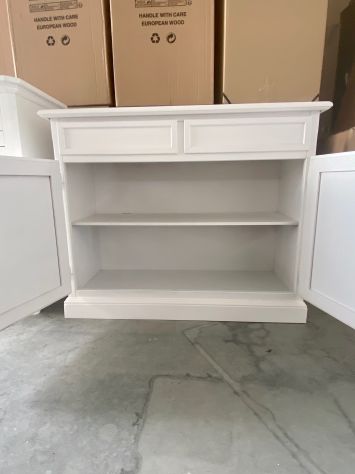 NUOVA CREDENZA 2 ANTE 2 CASSETTI DI VERO LEGNO IN FINITURA BIANCO LACCATO - Foto 7