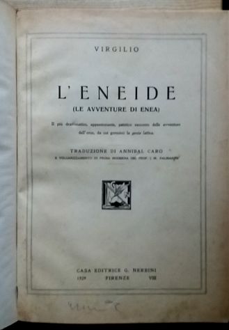 Eneide-ed. 1929 Agosto-con riproduzioni fotografiche a colori e disegni in bn