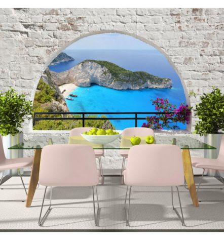Fotomurale Adesivo Con Il Balcone Su Un Isolotto Arredalacasa