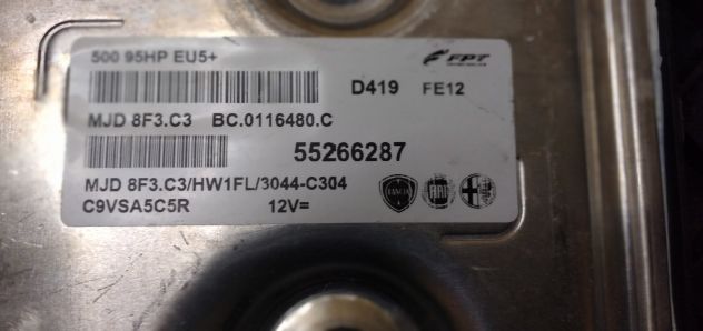 Ecu centralina nemo fiat 500 1.3 95 cv 55266287 mjd 8f3.c3 hw1fl - Foto 6
