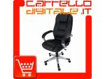 POLTRONA UFFICIO ERGONOMICA GIREVOLE IN ECOPELLE NERA - DIREZIONALE MODELLO &hellip;