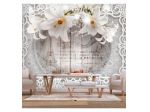 Fotomurale Adesivo Elegante Stile Legno Con 3 Fiori ARREDALACASA