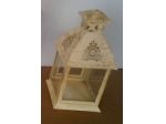 Lanterna in Metallo e Vetro Stile Shabby Sbiancata sportello laterale