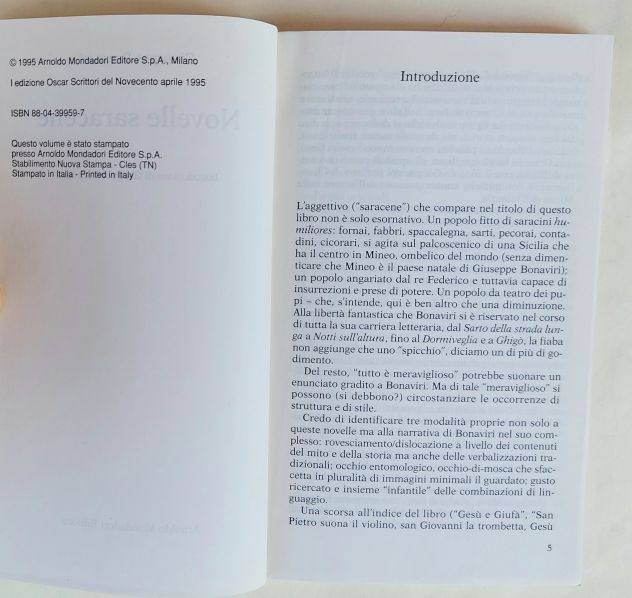 Novelle Saracene di Giuseppe Bonaviri 1°Ed.Oscar Mondadori, aprile 1995 - Foto 3