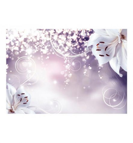 Fotomurale Adesivo Fiori Eleganti Su Sfondo Viola Opaco ARREDALACASA - Foto 2