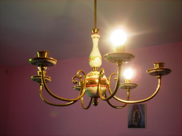 LAMPADARIO CHANDELIER OTTONE 6 LUCI - Foto 4