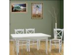 TAVOLO D ALLUNGABILE IN LEGNO SHABBY CHIC CON 4 SEDIE PAGLIA 100% made in Italy