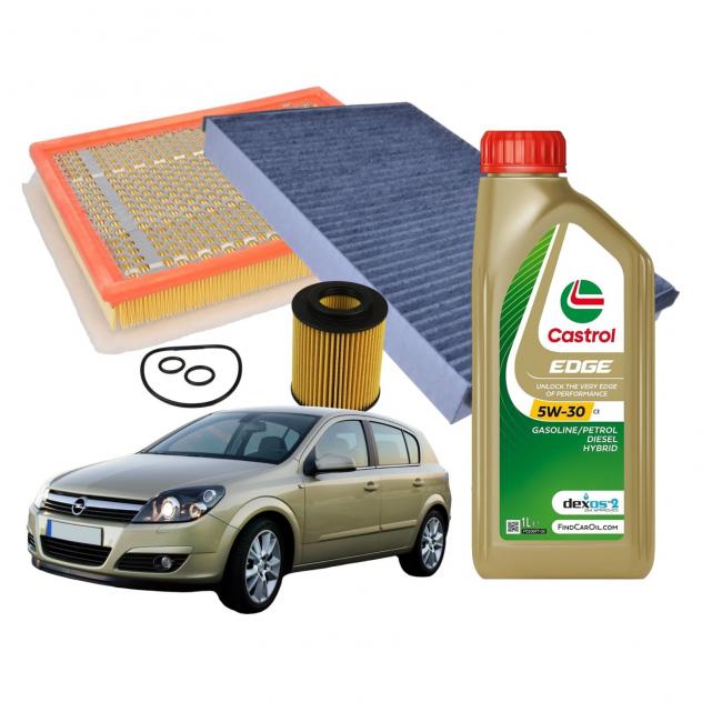 Kit Tagliando Opel Astra H 5 litri Castrol Edge 5W30 C3 3 Filtri Completi
