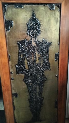 Grande quadro guerriero metallo lavorato firma SAURO 1965 - Foto 7