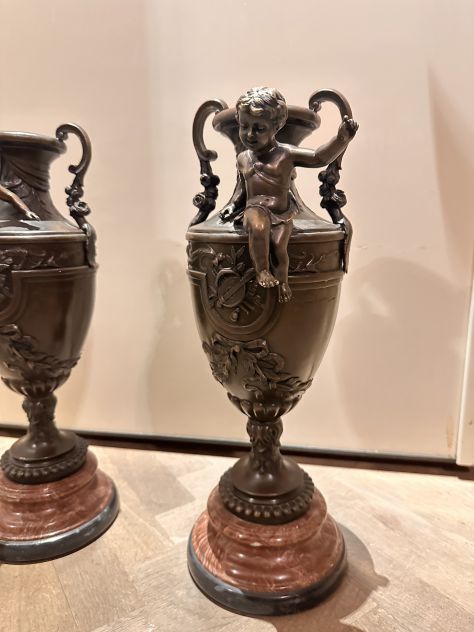 Vasi bronzo marmo putti - Foto 6