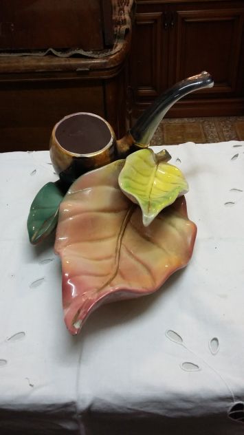 Grande pipa su foglie, ceramica Vintage - Foto 2