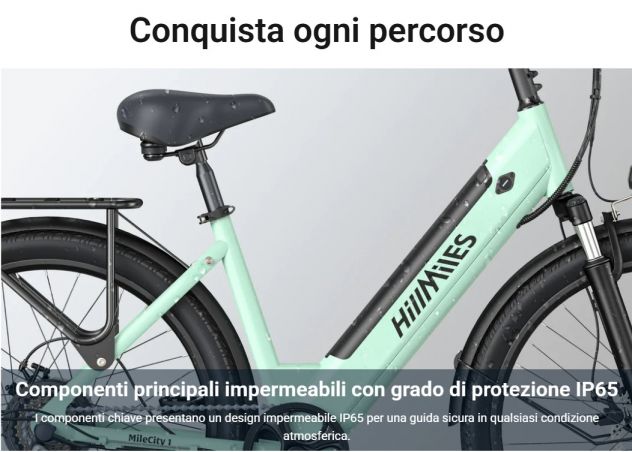 Bicicletta Elettrica HillMiles 250W MileCity1 GRIGIO - Foto 8