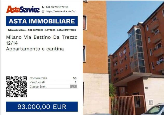 Tribunale Milano - RGE 787/2025 - LOTTO U - Tribunale Milano - RGE 787/2025 - LOTTO U - ASTA 23/07/2026