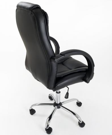 POLTRONA UFFICIO ERGONOMICA GIREVOLE IN ECOPELLE NERA - DIREZIONALE MODELLO SMOKE - NUOVA - Foto 5