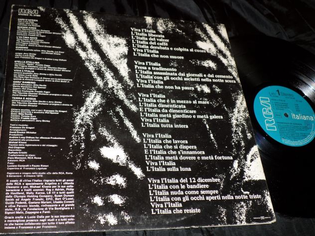 FRANCESCO DE GREGORI - Viva l'Italia - LP / 33 rpm 1° Stampa 1979 Italy RCA - Foto 3