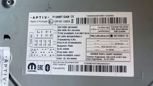 Autoradio originale Fiat Panda del 2021 (07356980940) - Foto 3