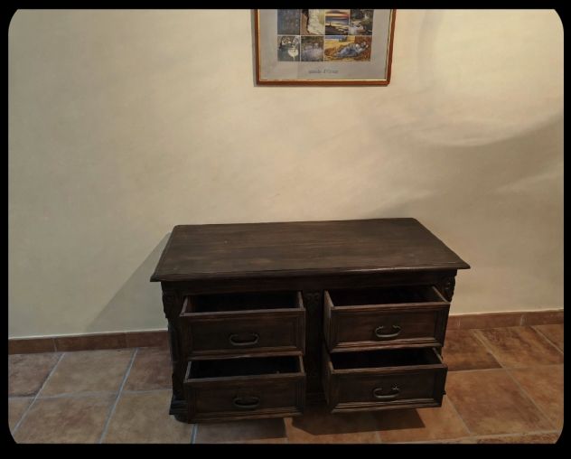 Antica Cassapanca / Comò Madia Lucana in Noce - Fine '800 - Legno Massello - Foto 2