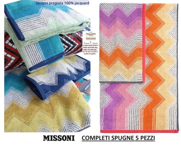 MISSONI COMPLETI SET SPUGNE BAGNO , misure max , 2 modelli in offerta
