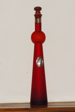 Bottiglia Bicchielli Argento in vetro rosso