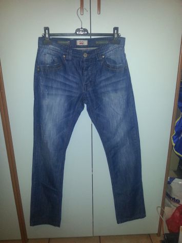 JEANS COME NUOVI DA UOMO CON CATENA PORTAFOGLIO/CHIAVI ORIGINALI MARCA TRèZ DENI
