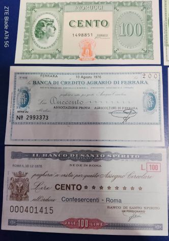 5 miniassegni - italia 1970 + 1 buono fiorucci da lire 100 - Foto 2