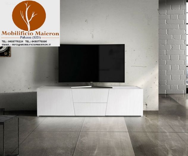 Mobili Moderni In Legno Porta Tv in Legno Abete Bianco Spazzolato Cod 254M