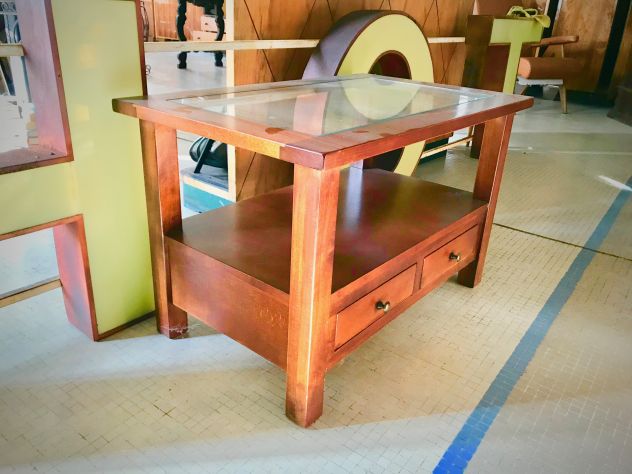 Tavolino in legno massiccio arte povera - Foto 4