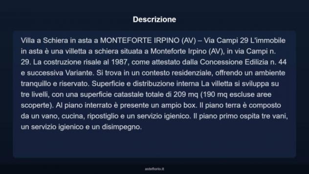 Immobile in asta di 209 m² con più di 5 locali e box auto in vendita a Monteforte Irpino - Foto 3