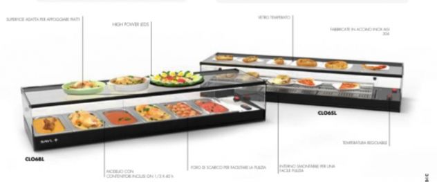 Vetrina espositiva neutra professionale Snack 120 cm vetri dritti. Espositore ne - Foto 5