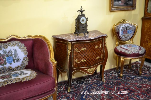 Comoncino stile Luigi XV lastronato a marqueterie - Foto 10