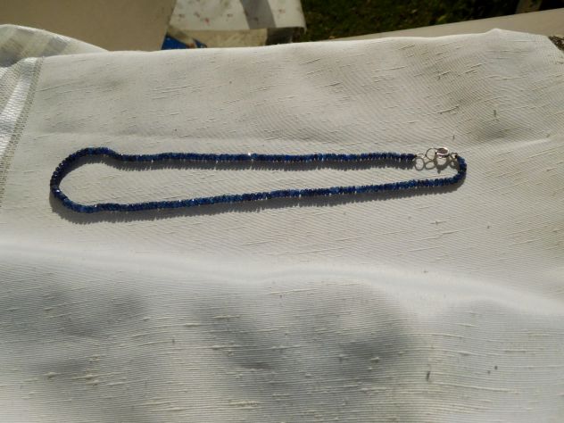 Collana di ZAFFIRI naturali, chiusura Oro bianco 18K.Nuova! - Foto 2
