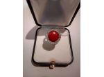 Anello ak384, Argento 925 rodiato, Corallo, Zirconia cubica, misura 16