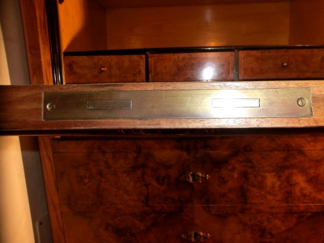 SECRETAIRE RIBALTA RADICA NOCE ORIGINALE EPOCA VENEZIA 1870 PERFETTO RESTAURATO - Foto 7