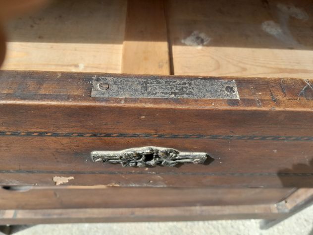 Cassettone Comò Specchiera Antico in legno con piano di pietra - Foto 8