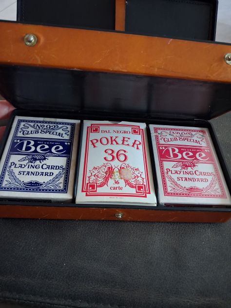 Set da gioco vintage  carte,  iMade in Italy. Cofanetto due scomparti  rigido ri - Foto 4