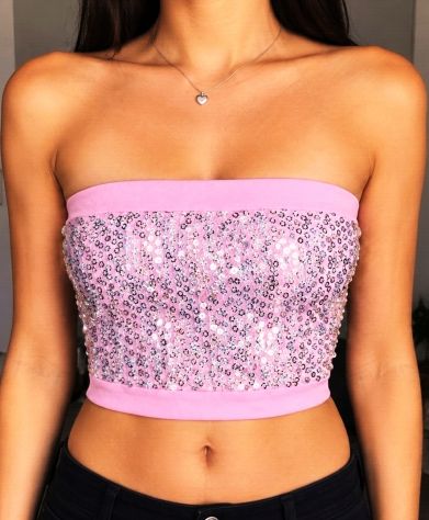 TOP DOPPIATO IN RETINA CON PAILLETTES ***NUOVO***