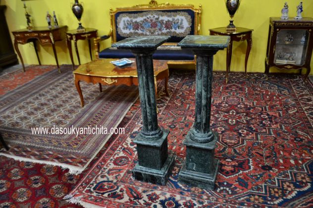 Coppia di colonne-piedistalli in marmo verde - Foto 5