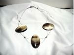 Collana ak782, filo in Acciaio con chiusura in Argento 925 rodiato, Madreperla