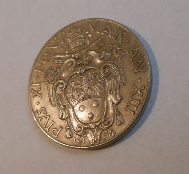 Vaticano, Pio XI (1929-1938): 2 lire 1934-XIII, SPL. - Foto 7