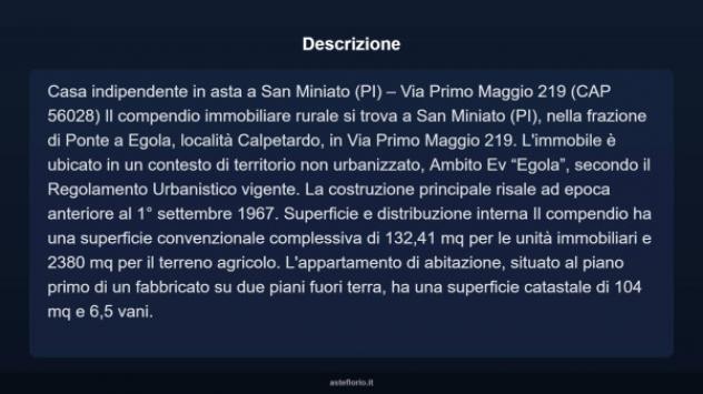 Immobile in asta di 132 m² con più di 5 locali e box auto in vendita a San Miniato - Foto 4