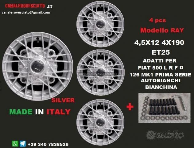 Cerchi RAY SILVER 4,5x12 4x190 fiat 500 l f r