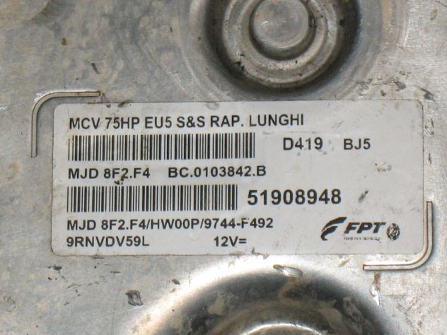 8F2F4 51908948 ECU CENTRALINA FIORINO 1.3 75HP LUNGHI 51908948 8F2.F4 HW00P - Foto 2