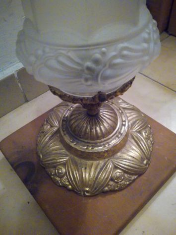 Plafoniera bronzo vetro satinato primi novecento - Foto 2