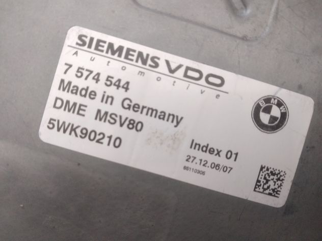 Centralina motore Siemens, BMW, 7574544, 7 574 544, DME MSV80, 5WK90210, Indice - Foto 5