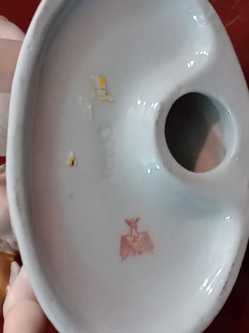 ANTICA RARA COPPIA DI PUTTI ALLEGORICI IN CERAMICA DIPINTA DORATA - Foto 5