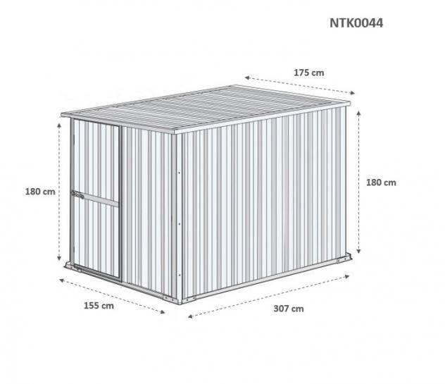 Box prefabbricato, casetta da giardino in lamiera zincata. Capanno deposito attrezzi in Acciaio Zincato 1.75 x 3.07 m x h1.82 m - 95 KG - 5,4 metri qu - Foto 4