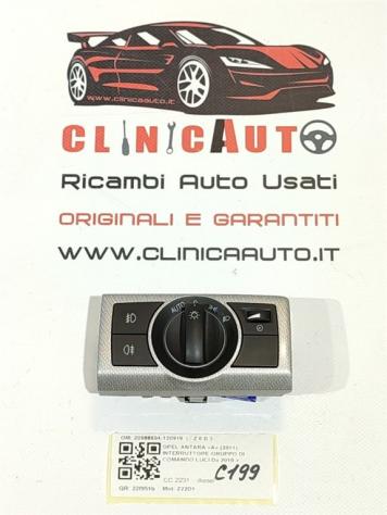 INTERRUTTORE COMANDO LUCI OPEL Antara Serie 20988694-120919 Z22D1 (0615)