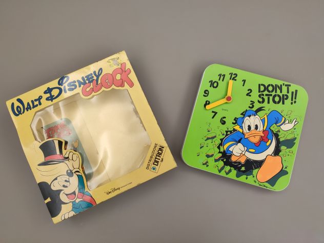 Disney Paperino Donald Duck Orologio Parete Anni '80 Vintage Walt Disney Clock - Foto 7