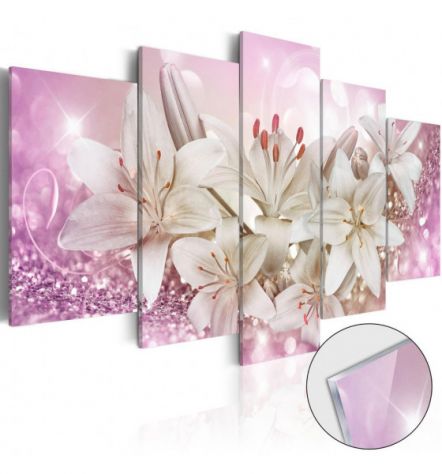 Quadro Rosa A Fiori Cm.100x50 O 200x100 Vetro Acrlico