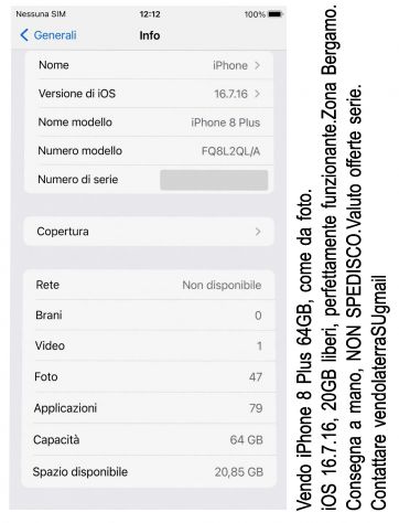 iPhone 8 Plus 64GB - Valuto offerte - Bergamo - No spedizione - Foto 3